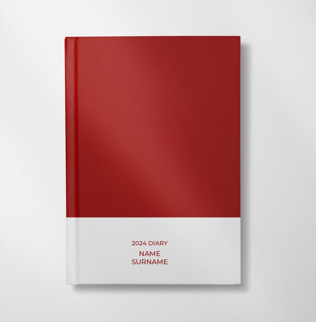 personalised cherrey and white colour design diary