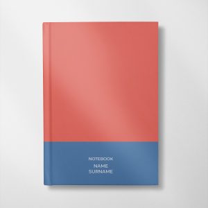 personalised coral and pacific blue colour design notebook