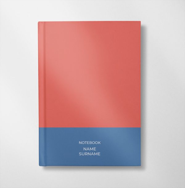 personalised coral and pacific blue colour design notebook