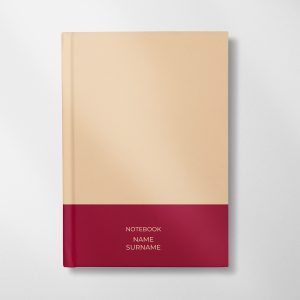 personalised cream and burgundy colour design notebook