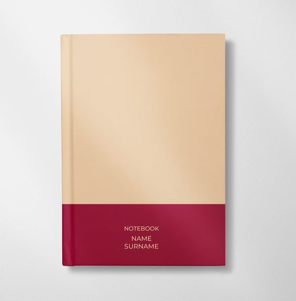 personalised cream and burgundy colour design notebook