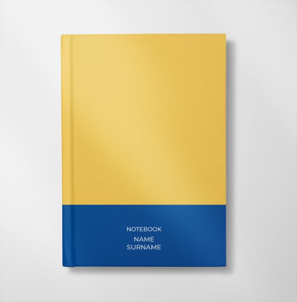 personalised gold and blue colour design notebook