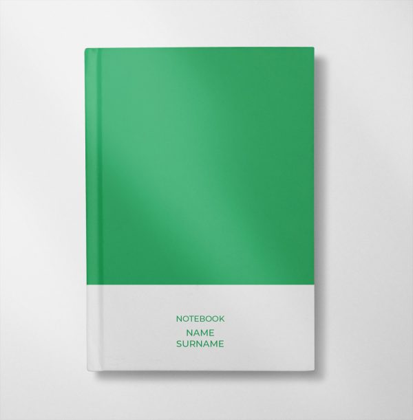 personalised green and white colour design notebook