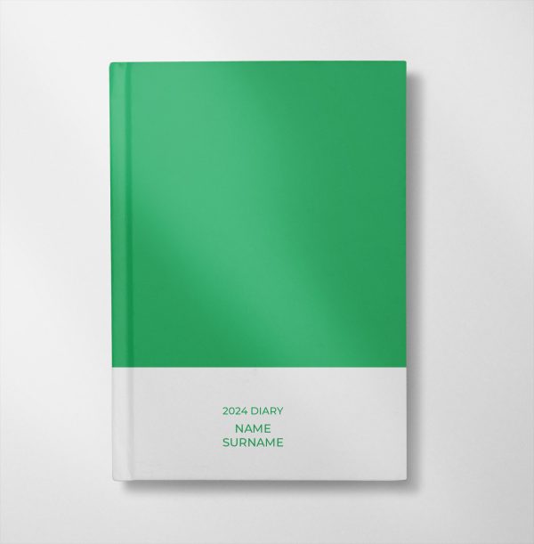 personalised green and white colour design diary