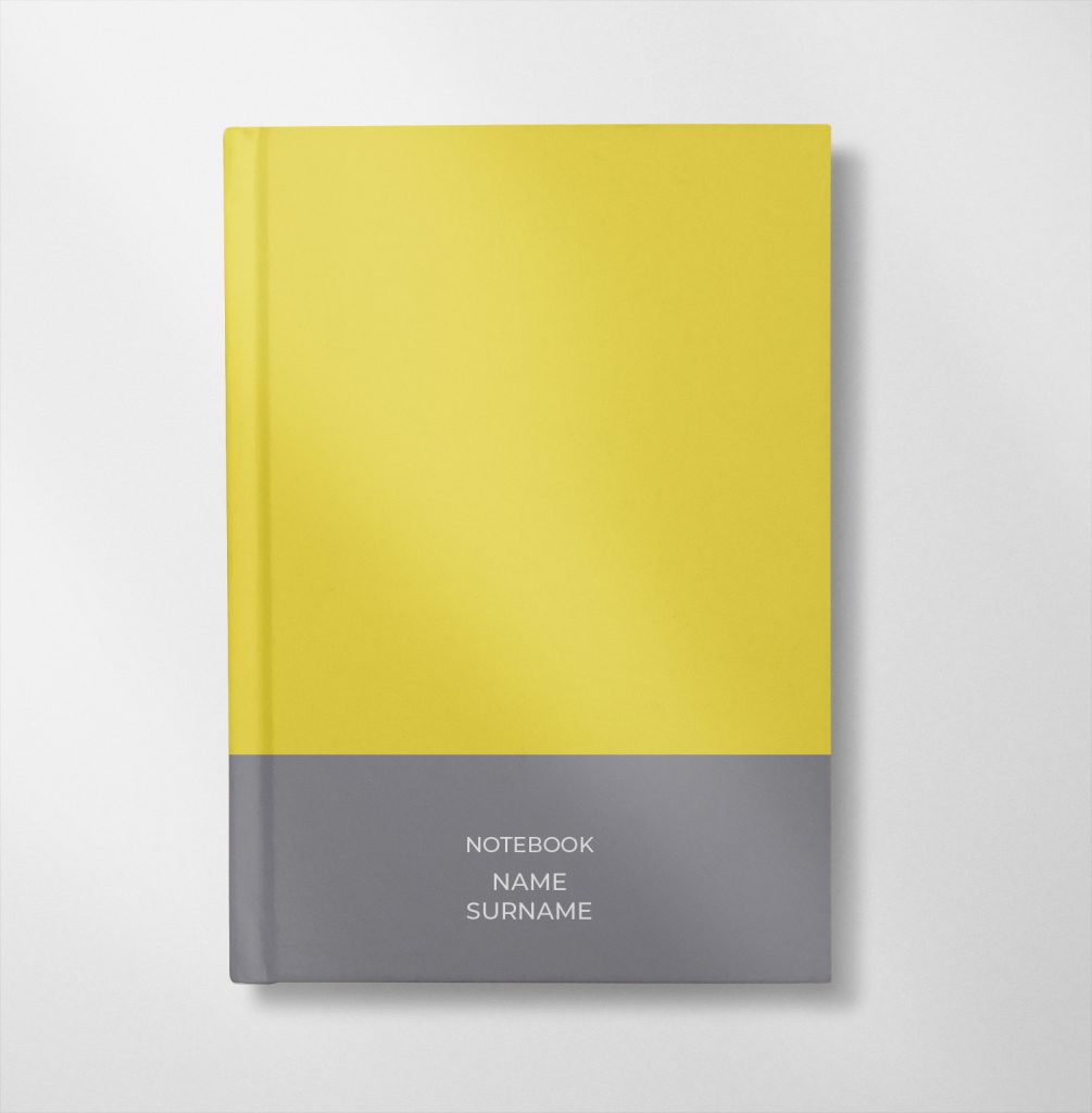 personalised grey and yellow colour design notebook