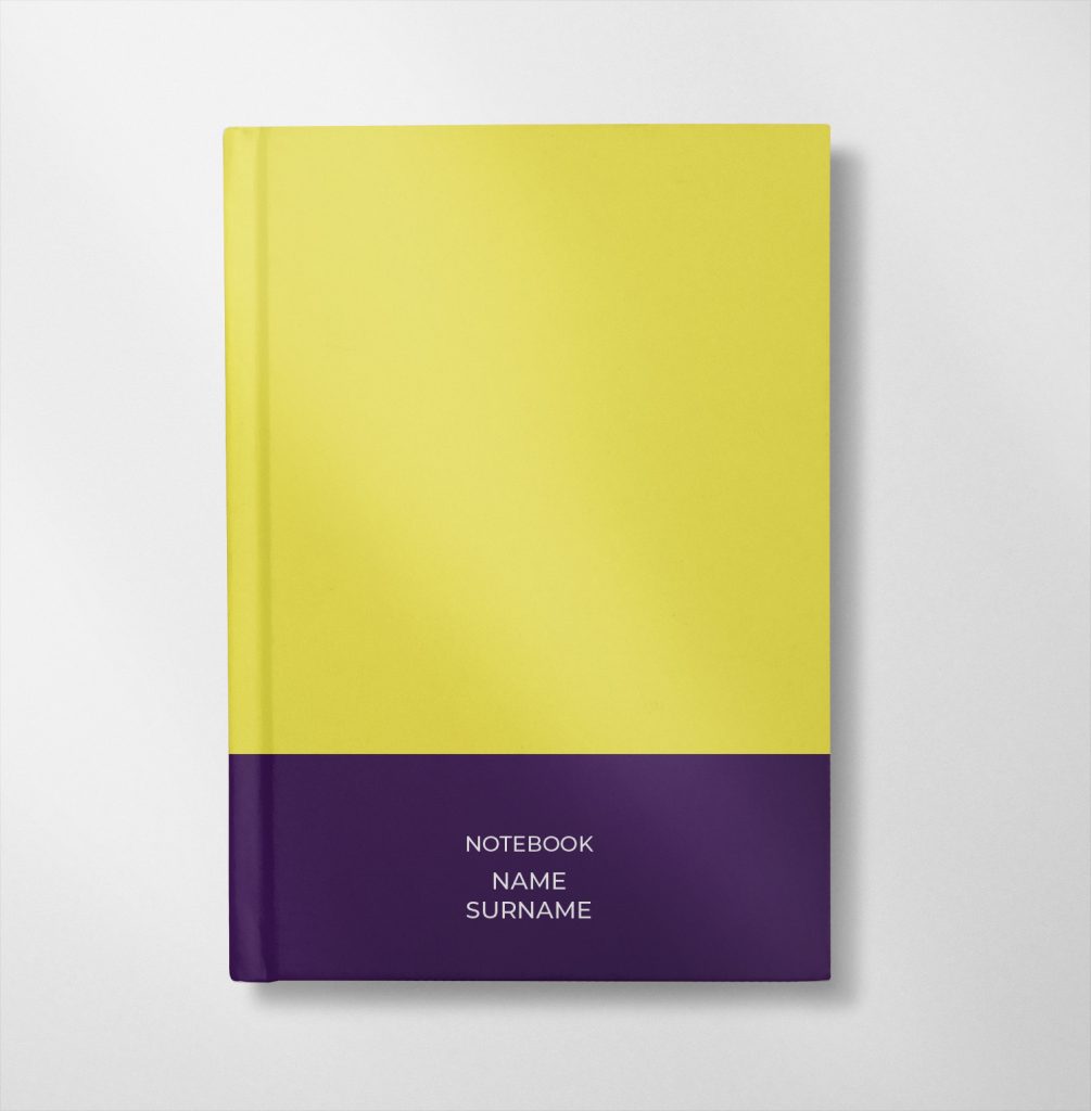 personalised purple and lemon colour design notebook
