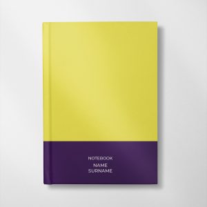 personalised purple and lemon colour design notebook