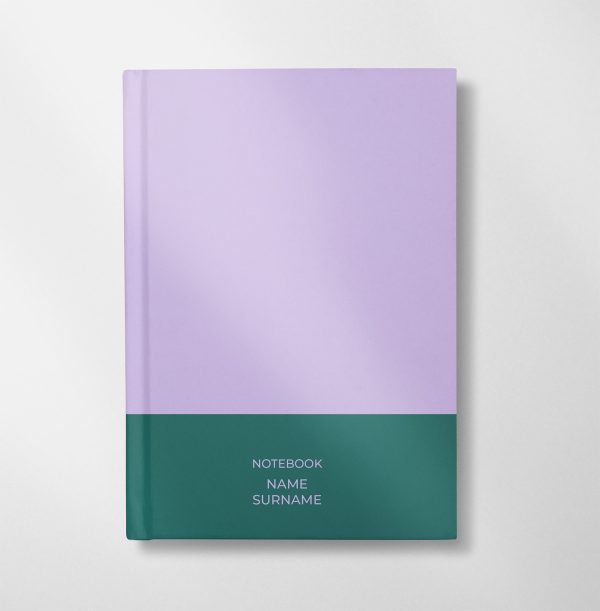 personalised lilac and green colour design notebook