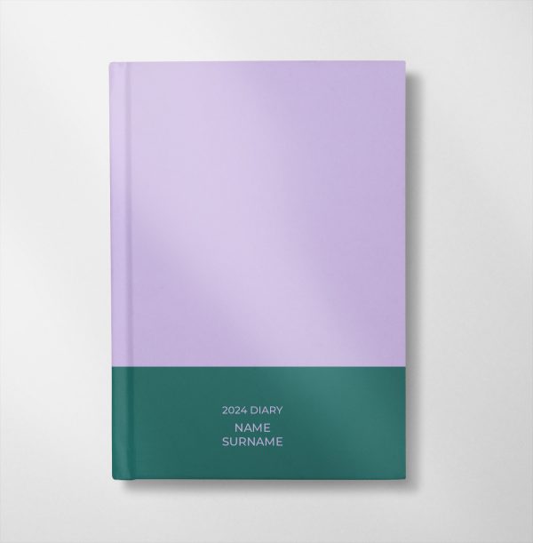 personalised lilac and green colour design diary