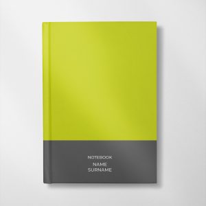 personalised lime green and grey colour design notebook