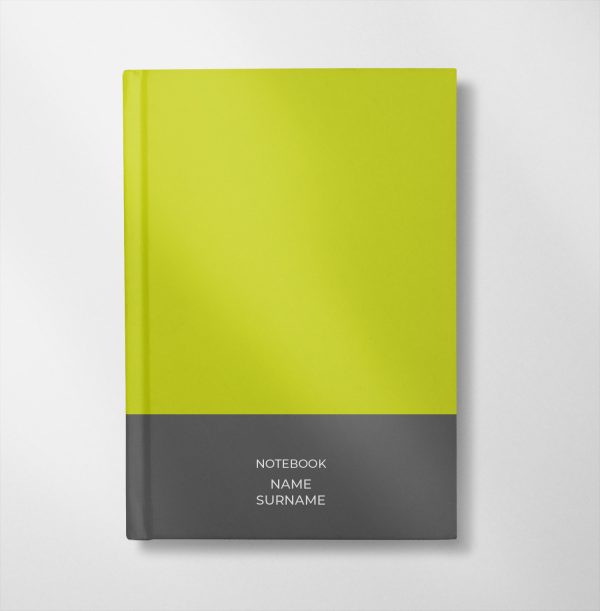 personalised lime green and grey colour design notebook