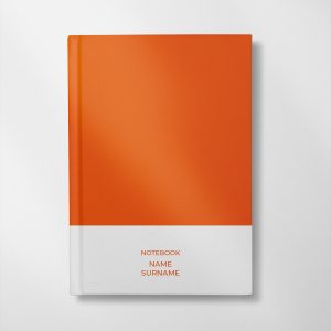 personalised orange and white colour design notebook