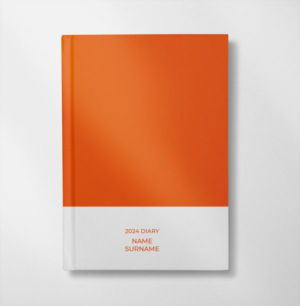 personalised orange and white colour design diary