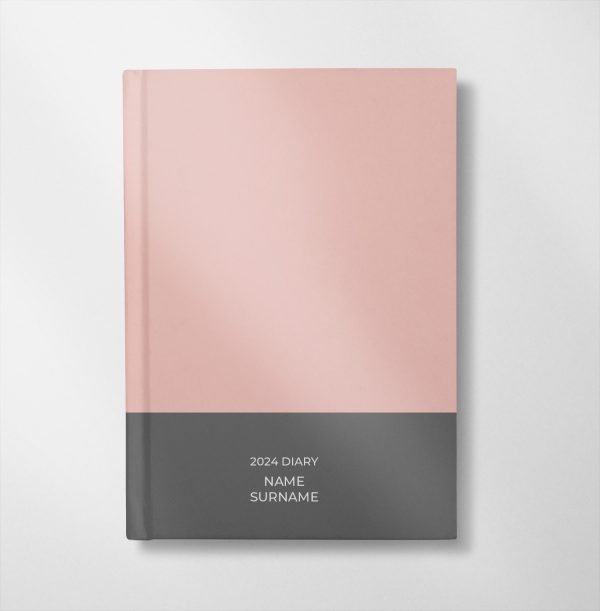 personalised pink and grey colour design diary