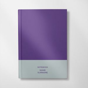 personalised purple and ice colour design notebook