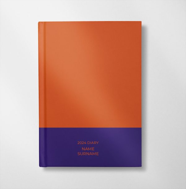 personalised purple and orange colour design diary