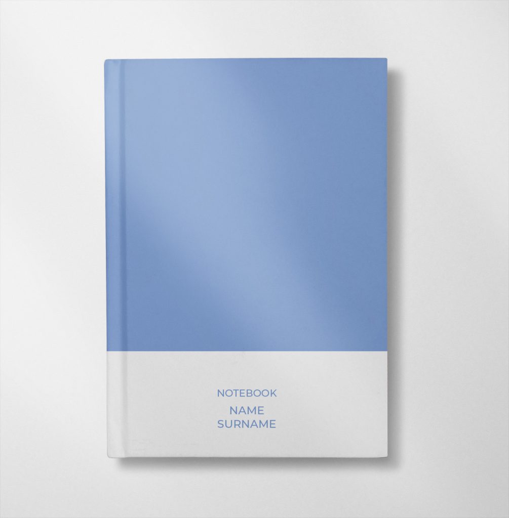 personalised sky blue and white colour design notebook