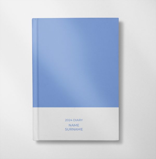 personalised sky blue and white colour design diary