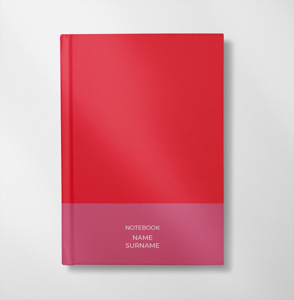 personalised tomato red and rose colour design notebook