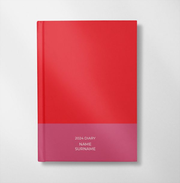 personalised tomato red and rose colour design diary