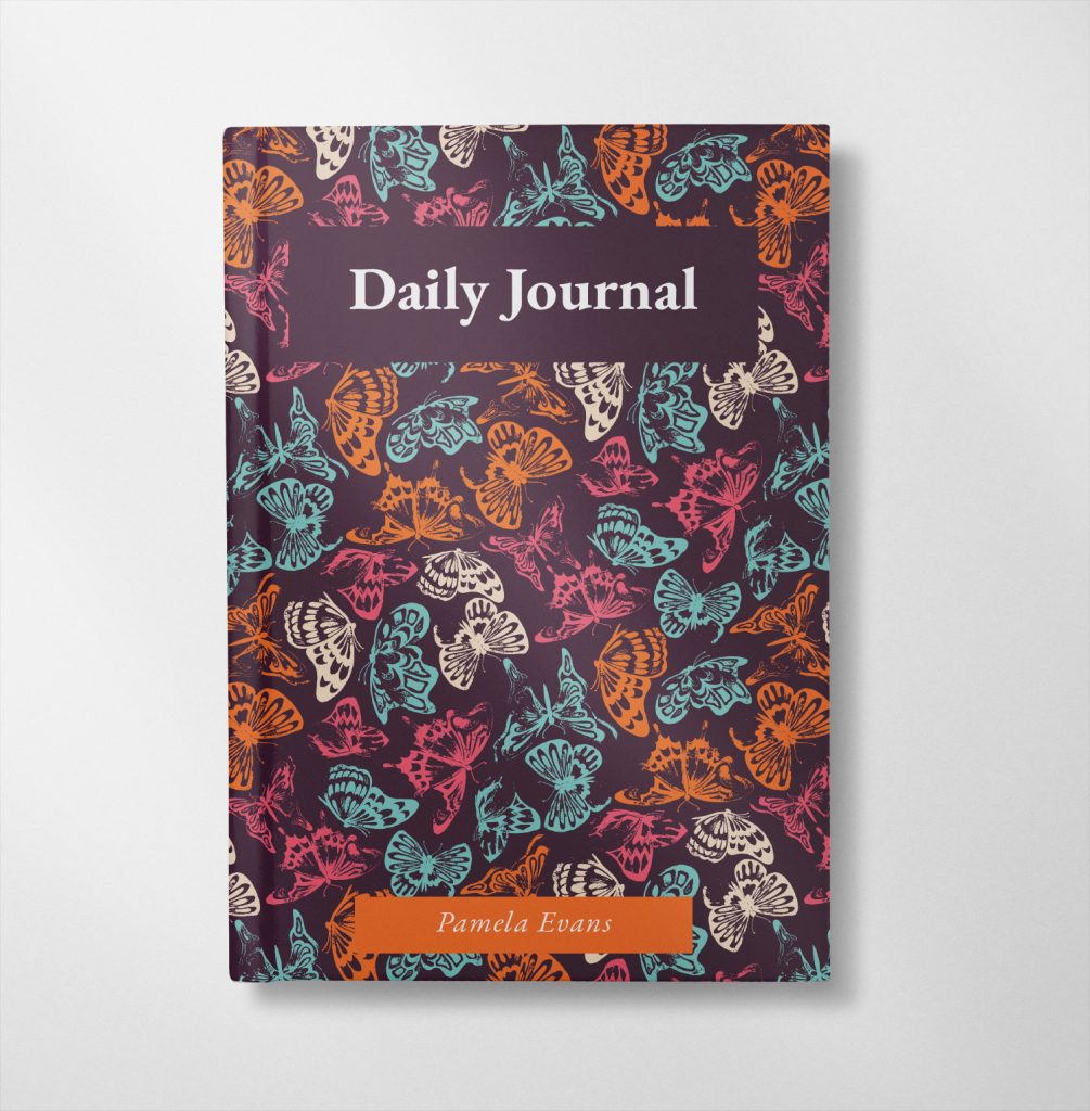 personalised pink orange and blue butterflies design notebook