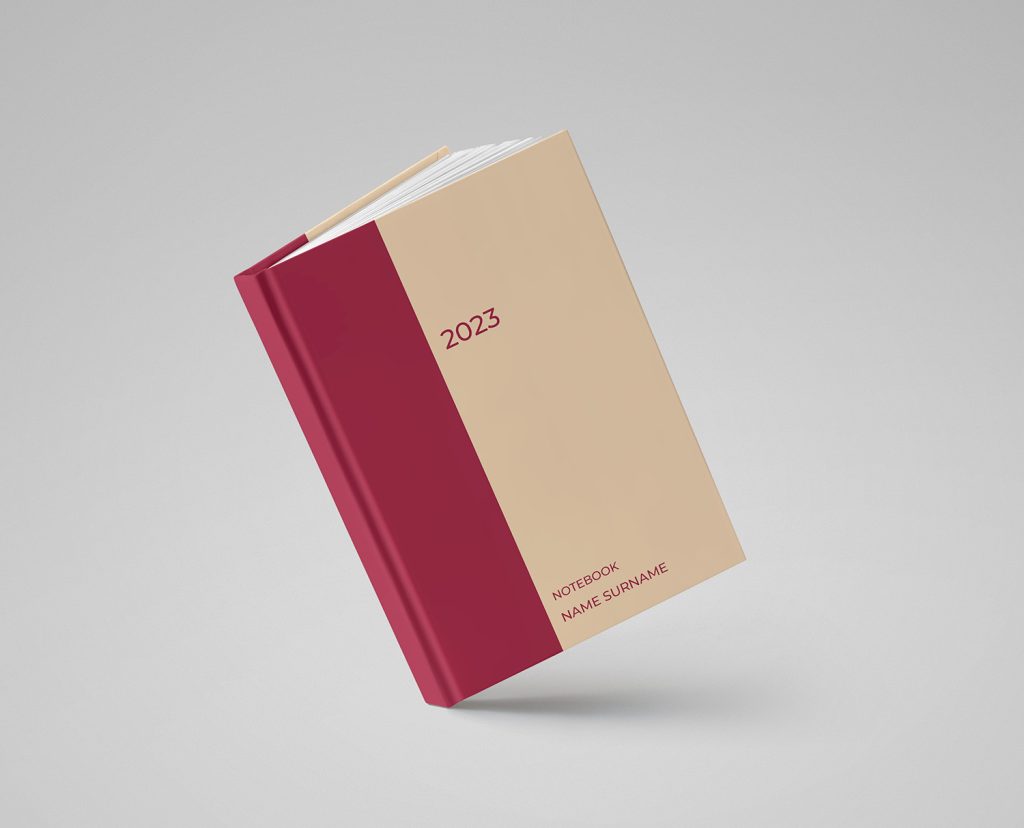personalised cream & burgundy design notebook